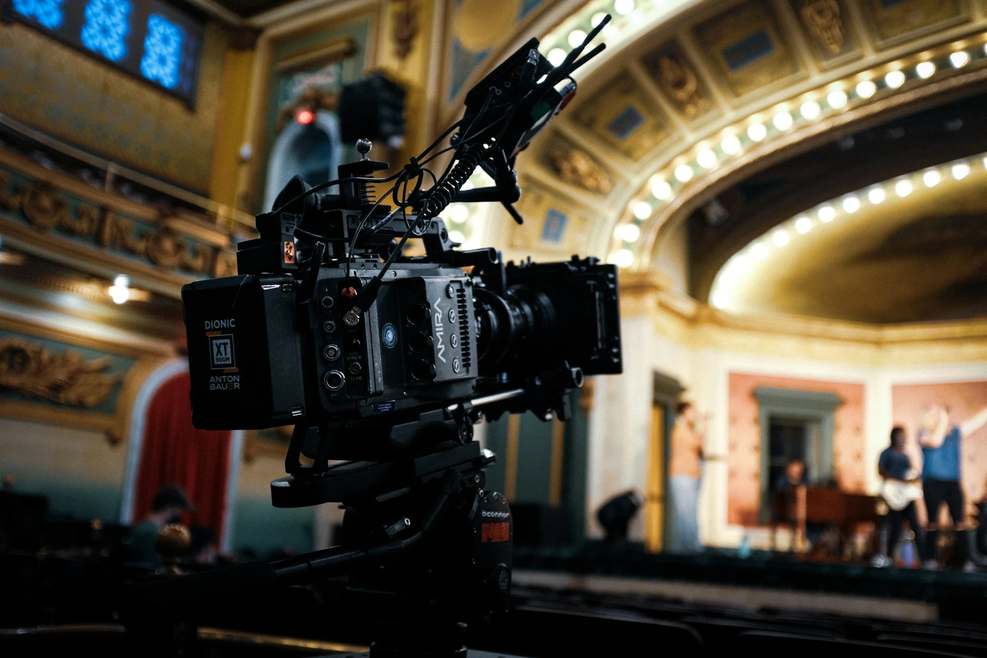 Professional cinema camera on location